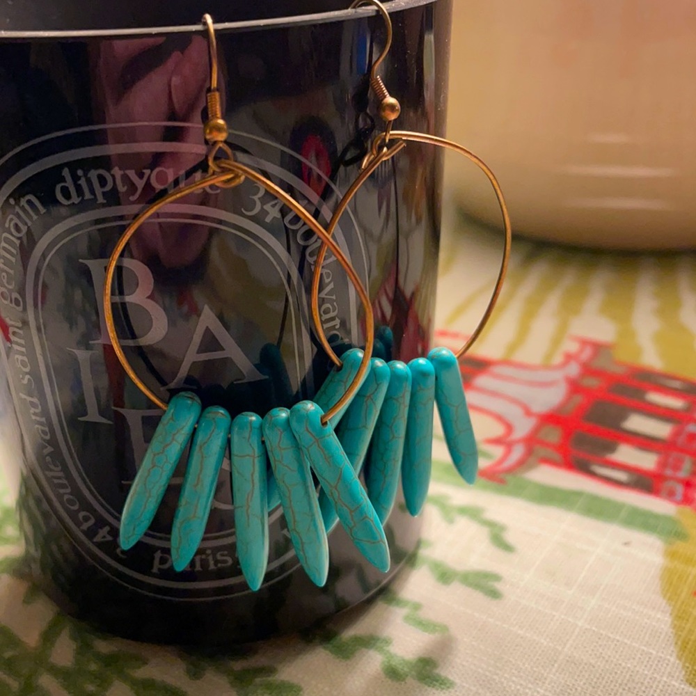Kenneth Jay Lane Turquoise Earrings (real stone)